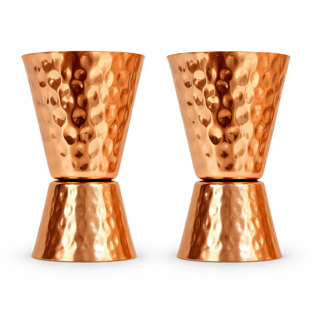 Pure Copper Hammered Shot Jigger Glass Cup